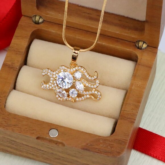 "Rose Gold Sparkling Mermaid Tail Pendant with White CZ Crystals, XPPT1539 - Picture 9 of 13